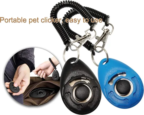 Vista 6 de Chadou Clicker de entrenamiento de mascotas para perro, clickers con correa de muñeca para gato, pájaro, cachorro, paquete de 2