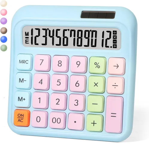 Vista 10 de Calculadora de interruptor mecánico, LCD grande de 12 dígitos Chartreuse