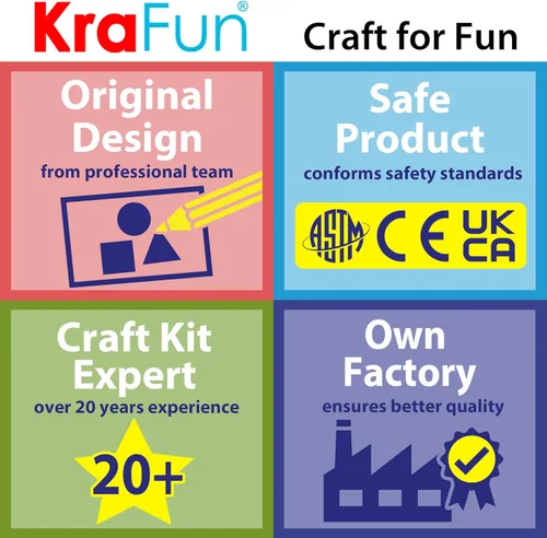Vista 7 de KRAFUN Mi Primer Kit de Manualidades de Papel de Animales Safari, 16 Animales de Zoológico de Artes y Manualidades DIY, Caja de Suministros