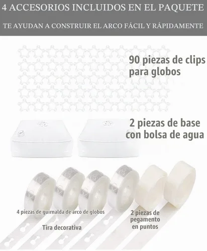 Vista 4 de Langxun - Kit de arco de globos de metal blanco de 7.8 pies, soporte de arco de globos semicircular con bases de agua para suministros de decoración