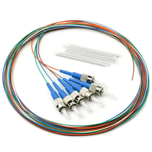 Vista 13 de 6 hilos multimodo OM1 62.5/125 ST-UPC fibra coleta, ST OM1 fibra óptica coleta, incluye 6 mangas de protección de fibra óptica de empalme de fusión