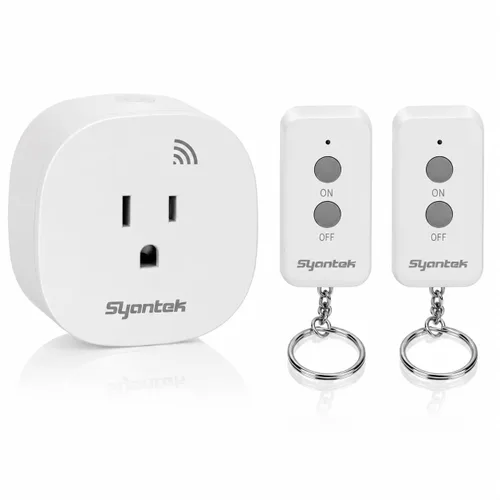 Vista 6 de Syantek Interruptor de luz inalámbrico con control remoto para electrodomésticos, interruptor de salida remoto de largo alcance de 200 pies, mini