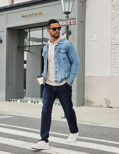 Vista 9 de COOFANDY Sudadera con capucha para hombre, casual, de manga larga, con cordón, de punto gofre, ajustada