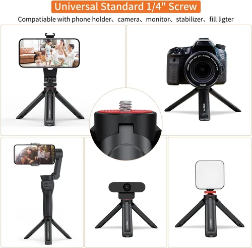 Vista 3 de UURIG TP05 Mini trípode extensible para cámara, portátil, mango para selfie, trípode de cámara web de escritorio con tornillo de 1/4 pulgadas