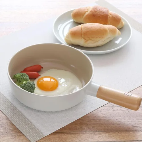 Vista 4 de FIKA - Mini wok de 7 pulgadas con mango de madera, utensilios de cocina compatibles con inducción para todas las estufas, sartén de revestimiento