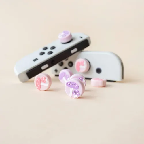 Vista 4 de Ocanblu - Bonitas tapas de agarre de pulgar de hongo, compatibles con Nintendo SwitchSwitch OLEDSwitch Lite, tapas de silicona suave para joystick