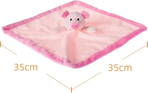 Vista 2 de Apricot Lamb Manta de seguridad de animales de peluche, manta de personaje de cerdo rosa, manta de personaje para guardería, felpa de lujo