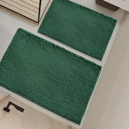 Vista 48 de Juego de alfombras de baño de 2 piezas, súper absorbente suave, gruesa, lavable en lavadora, alfombra de baño de chenilla antideslizante, alfombra