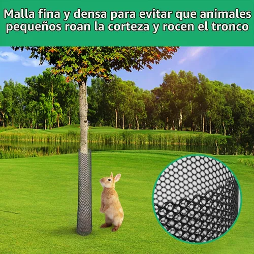 Vista 4 de Watayo Protectores de Tronco de Malla de Árbol de 20 Pies - Protector de Corteza de Árbol - Protector de Árbol de Red Flexible con 100 Piezas
