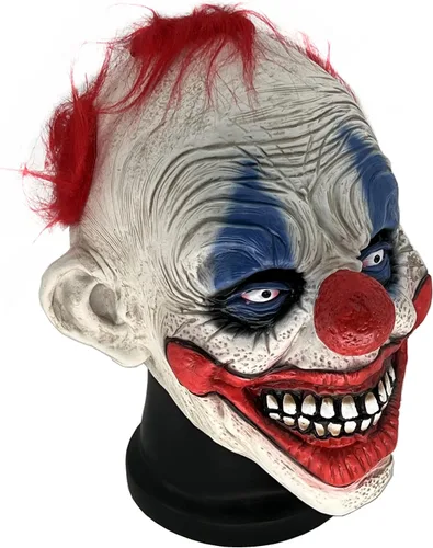 Vista 2 de Máscara de payaso de látex para Halloween, mascarada, baile de graduación, accesorios de disfraz LARP