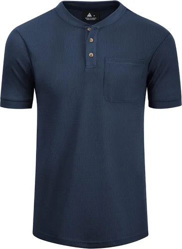 Vista 2 de GEEK LIGHTING Camisa Henley de manga larga para hombre casual con botones básica ajuste regular cuello
