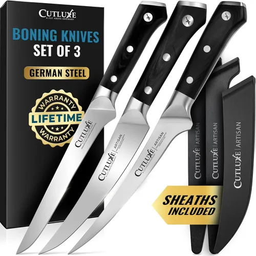 Vista 9 de Cutluxe Juego de cuchillos de trinchar para barbacoa y pechuga, rebanar de 12 pulgadas y cuchillo de deshuesar de 6 pulgadas