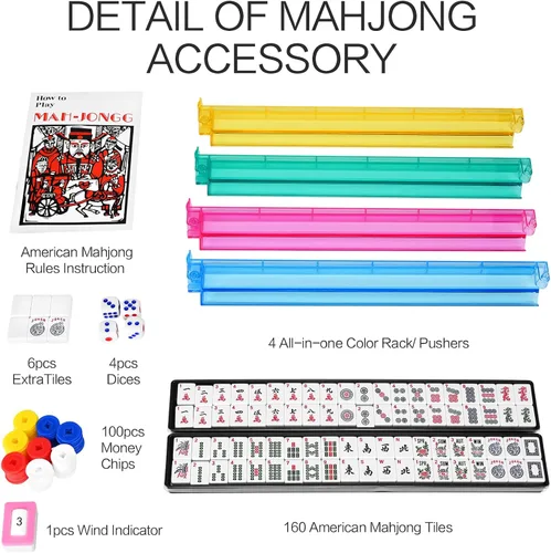 Vista 10 de American Mahjong - Juego de 166 azulejos prémium con 4 empujadores