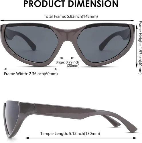 Vista 4 de NULOOQ Gafas de sol envolventes para mujeres y hombres, colección de clones futuristas, gafas de sol con mariposa, persianas atléticas