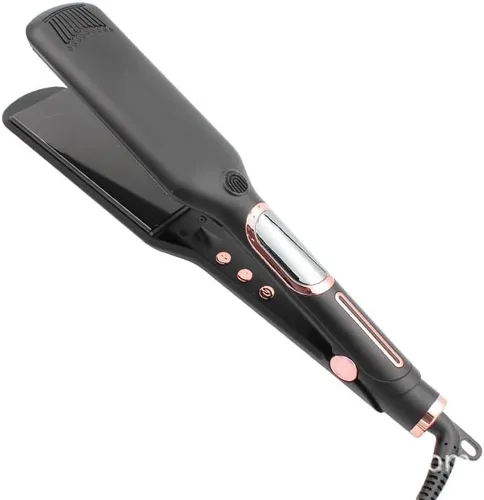 Vista 8 de Plancha de pelo profesional con pantalla LCD, placa ancha de 500 F, cable giratorio de 360°, negro y oro rosa