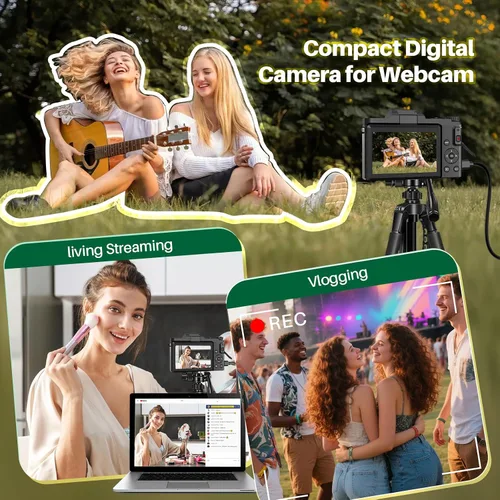 Vista 9 de Cámara digital 4K para fotografía, enfoque automático de zoom 16X 64MP WiFi Cámara compacta de viaje, cámara de vlogging para YouTube, pantalla