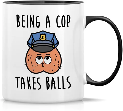 Vista 6 de Retreez Taza divertida para oficial de policía – Being A Cop Takes Balls – Tazas de café de cerámica de 11 onzas para profesionales del orden