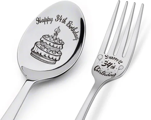 Vista 16 de Cuchara y tenedor de feliz cumpleaños número 30, regalos de cumpleaños personalizados para hijo, hija, hermana, hermano, novio, novia, marido