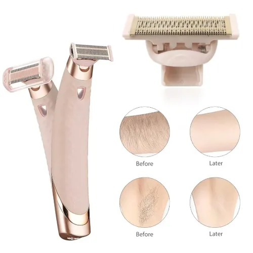 Vista 6 de 2 piezas de repuesto para maquinilla de afeitar Flawless Nu, con herramienta de eliminación de vello corporal chapada en oro rosa con fundas