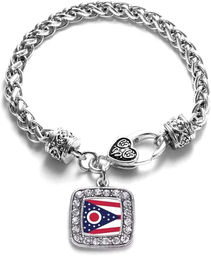 Vista 93 de Pulsera de dijes cuadrados de plata con joyería de circonita cúbica
