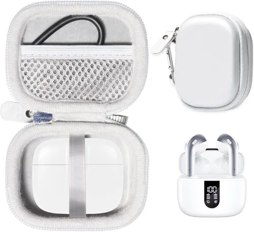 Vista 10 de Funda para auriculares Bluetooth TAGRY X08, auriculares inalámbricos verdaderos 60H, bolsillo de malla para cable de carga (Negro)