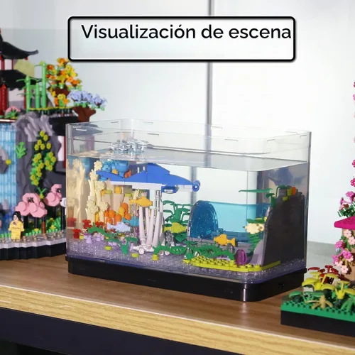Vista 6 de Bibilock Bloques de construcción de pecera, bloques de construcción de acuario ideales creativos (puede añadir efectos de luz de agua y carga)