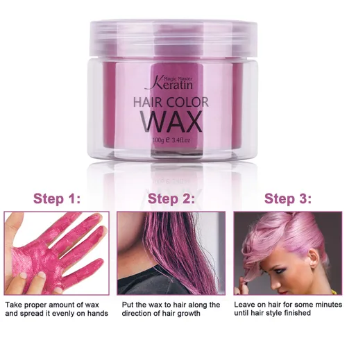 Vista 5 de Tinte temporal para el cabello rosa, cera de pintura de queratina Magic Master, 3.4 onzas líquidas, color de arcilla temporal lavable natural