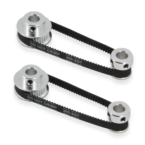 Vista 17 de Juego de 2 poleas de sincronización de aluminio GT2 de 20 y 30 dientes, 0.197 in de diámetro con 2 unidades de longitud de 7.874 in de ancho, correa