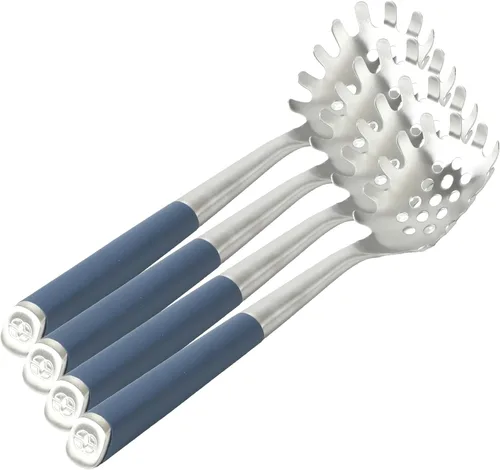 Vista 8 de Calphalon Edge - Servidor de pasta de acero inoxidable con mango de silicona, resistente al calor, antiadherente, seguro, tenedor para servir pasta