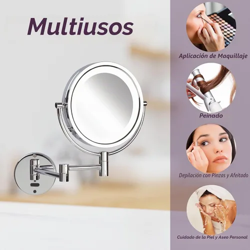 Vista 8 de JERDON Espejo de maquillaje de pared iluminado - 8X - Cromo - JRT9500CL Cromado