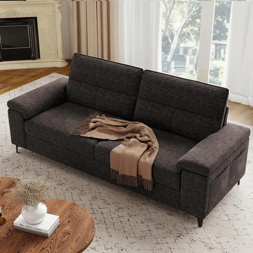 Vista 13 de Upvilla Sofá moderno de 71.25 pulgadas para sala de estar, sofás de asiento profundo con cojín de 8 pulgadas, cómodo sofá de amor de felpilla de 2