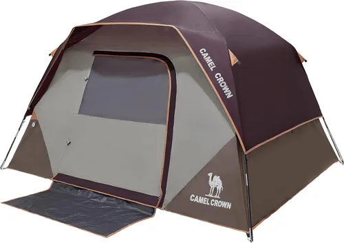 Vista 9 de CAMEL CROWN Tiendas de campaña para acampar 4/8 personas, impermeables, configuración rápida, plegables, para mochileros al aire libre, para 4 Marrón