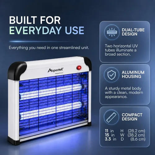 Vista 5 de ASPECTEK Exterminador de insectos eléctrico de 20 W, mata insectos para interiores y exteriores cubiertos, trampa para mosquitos, moscas y polillas