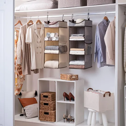 Vista 7 de StorageWorks Organizador colgante para armario, 3 estantes con estante superior, 12 pulgadas de ancho x 12 pulgadas de profundidad x 35 ¼ de alto