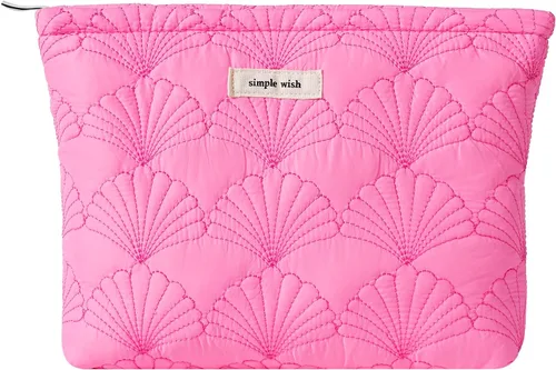 Vista 12 de RSRSLEII Bolsa de maquillaje acolchada de conchas de algodón, bolsa de aseo 01Blanco