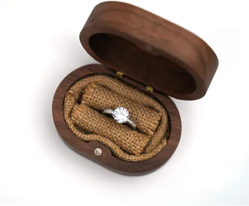 Vista 5 de molchagar Caja de anillos para ceremonia de boda, caja de anillo de 2 ranuras, con texto en inglés "It Was Always You Commitment of Love", soporte