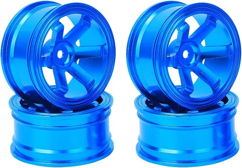 Vista 4 de Buje de rueda de metal, 4 unidades, aleación de aluminio, compatible con auto universal 1/10 Flat Running Drift RC (azul)
