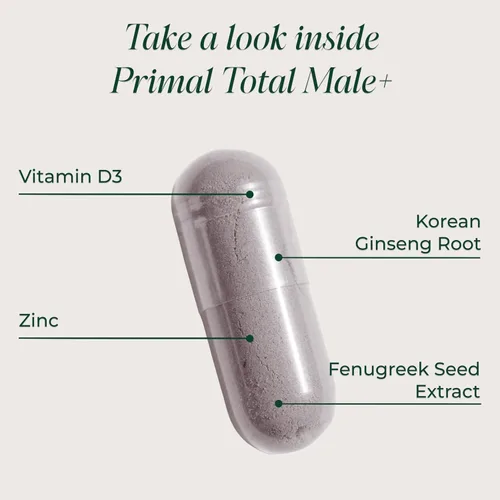 Vista 3 de Primal Harvest Total Male+ Multivitamínico para Hombres Vitaminas, Minerales y Apoyo Herbal para Energía, Vitalidad, Salud Inmunológica