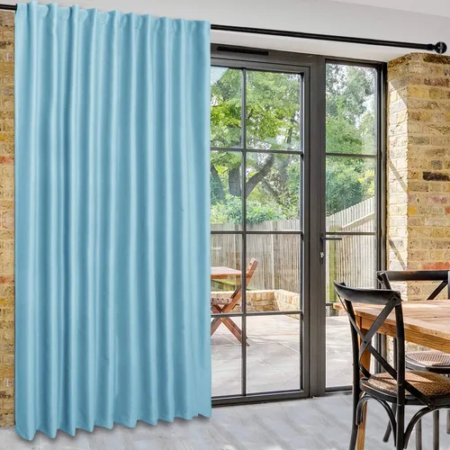 Vista 98 de DWCN Cortina opaca divisora de privacidad para puerta corrediza de patio, cortinas térmicas extra anchas con pestaña trasera y bolsillo para barra