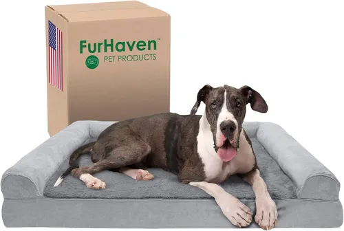 Vista 59 de Furhaven Cama para perro de espuma viscoelástica para perros medianos y pequeños con cojines extraíbles y funda lavable, para perros de hasta 35