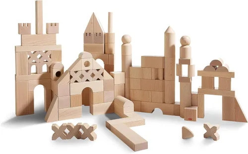 Vista 11 de HABA Juego de 26 piezas de bloques de construcción de madera: juguetes apilables de extremos abiertos, bloques para niños pequeños y juguetes