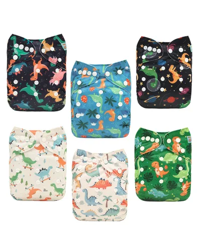 Vista 20 de ALVABABY Pañales de tela para bebé, talla única, ajustable, lavable, reutilizable para bebés y niños, paquete de 6 con 12 inserciones 6BM101