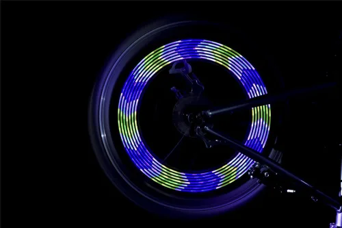 Vista 8 de Luz de radios LED para bicicleta, 30 patrones de color, conmutación automática de patrones, fácil montaje en rueda