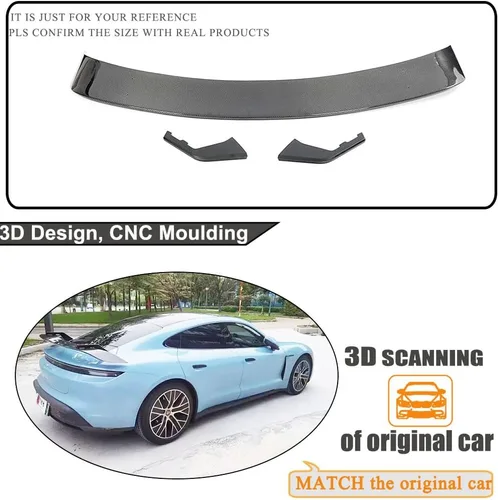 Vista 6 de Alerón de maletero de fibra de carbono real compatible con Porsche Taycan 2019-2024 Racing Rear Wing Spoiler GT Power
