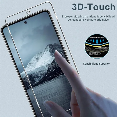 Vista 5 de Paquete de 3 + 3 protectores de pantalla para Galaxy A52 5G + protector de lente de cámara, película de vidrio templado 9H, resistente a