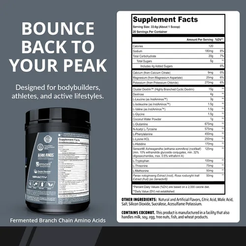Vista 3 de Granite Nutrition Recovery - Bebida intraentrenamiento prémium con EAA, dextrina en racimo, Sensoril y Senactiv para rendimiento atlético