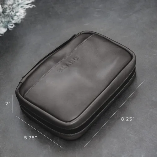 Vista 6 de CASE ELEGANCE Klaro - Funda de viaje para 5 puros, protección rígida, color negro Cuero, 2 bolsillos para accesorios, bolsillo de humidificación