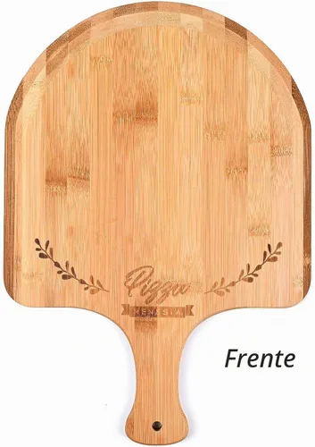 Vista 8 de Cáscara de pizza de bambú prémium de 12 pulgadas con mango