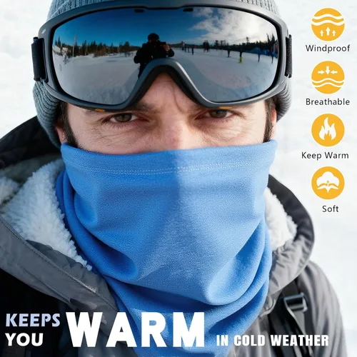 Vista 3 de HONGTEYA Polaina de cuello de invierno para hombres y mujeres, resistente al viento, máscara facial para clima frío, esquí, deportes al aire libre