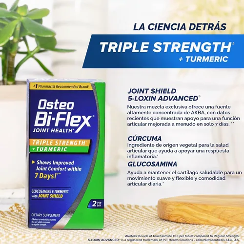 Vista 6 de Osteo BI-FLEX® Triple fuerza + Cúrcuma, 80 tabletas Mejora la función articular, poder antioxidante, 80 tabletas recubiertas
